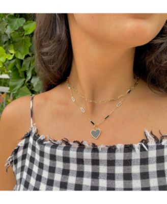 Onyx Bar Chain Necklace 14K Gold