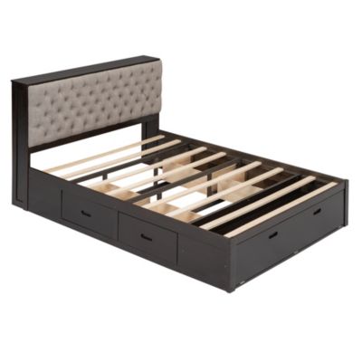 Streamdale Queen Platform Bed with Storage Headboard and Drawers
