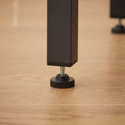 Industrial Long Bar Table Set with 3 Upholstered Stools