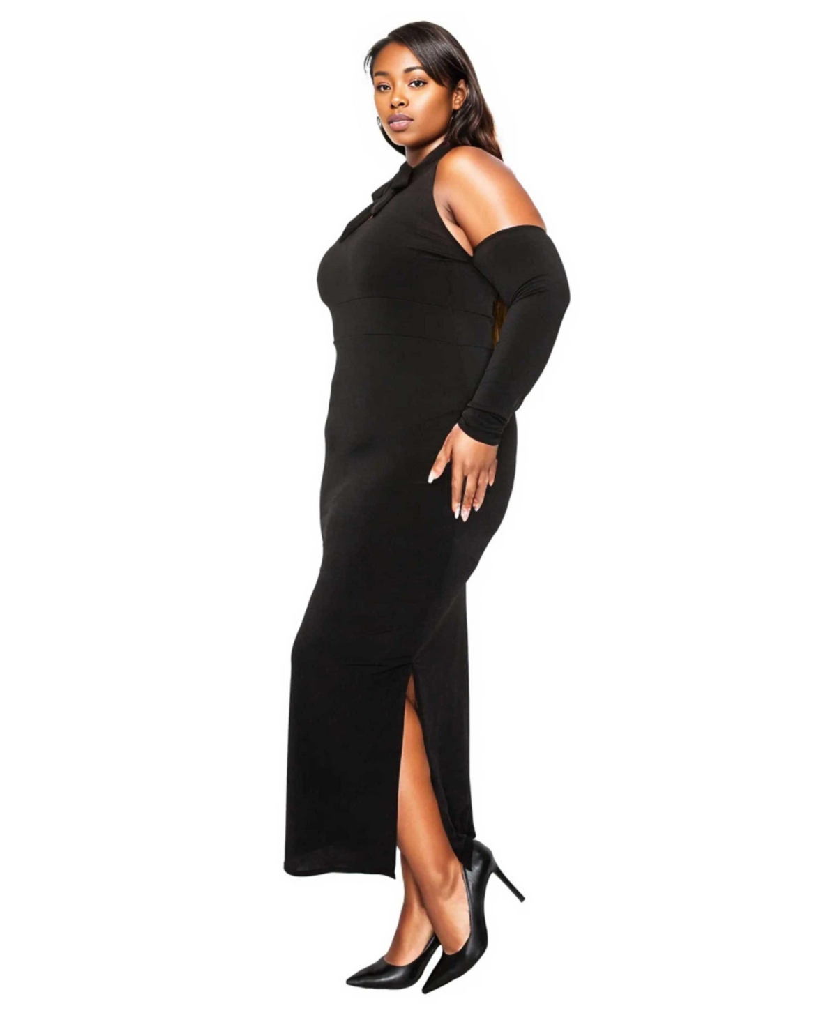 L I V D Plus Size Femmefatale Ribbon Collar Dress