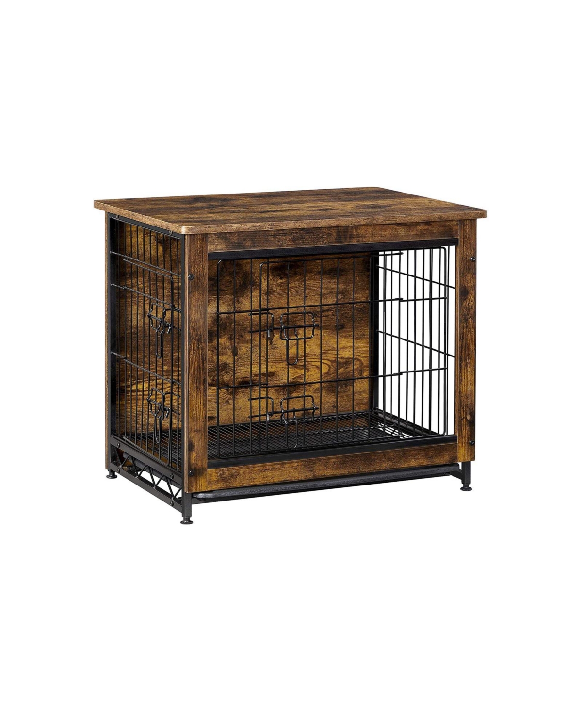 Wooden Dog Crate, Indoor Pet Crate End Table, Dog Furniture With Removable Tray - Greige