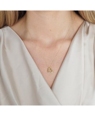 Gold Open Heart Necklace 14K Yellow Gold