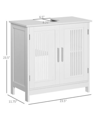 Bathroom Pedestal Under Sink Cabinet with Storage Shelf, 2 Doors, White
