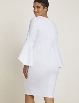 Women's Plus Size Flare Sleeve Scuba Dress