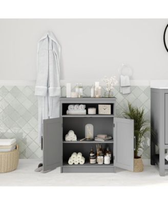 Vigo Bathroom Storage Cabinet With Adjustable Cabinet Shelf, Upper Open Shelf, And Magnetic Closure Doors