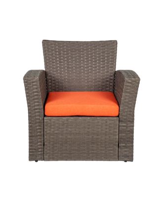 4 Piece Outdoor Wicker Rattan Conversation Sofa set with Coffee table