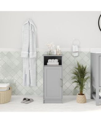 Adjustable Shelf Magnetic Closure Bathroom Storage Cabinet with Open Upper Shelf