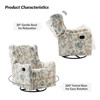 Floral Manual Swivel Glider Recliner – Yaffa Design