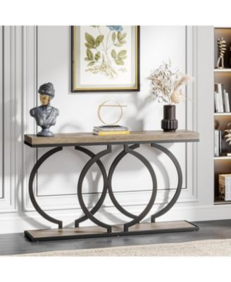 Industrial Console Table, 55 inch Wood Entryway Table Narrow Long Sofa Table, Rustic Accent Table