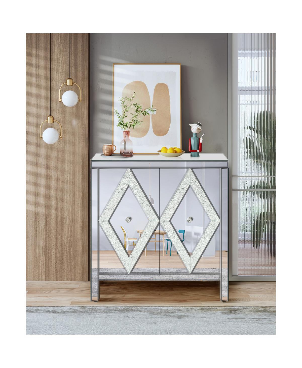 Streamdale Furniture Mirror-trimmed diamond design storage cabinet for any room