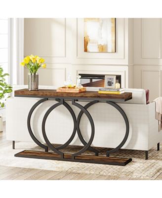 Industrial Console Table, 55 inch Wood Entryway Table Narrow Long Sofa Table, Rustic Accent Table