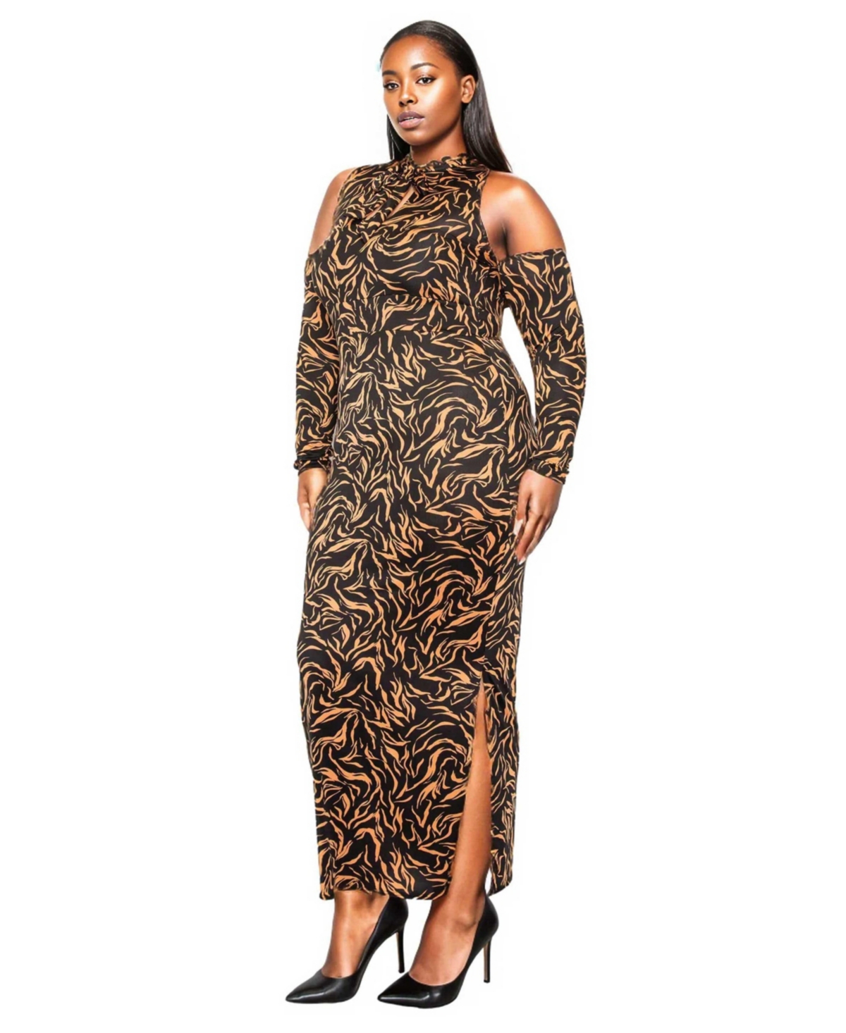 L I V D Plus Size Tigress Collar Sleeve Dress