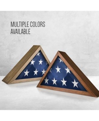 Rustic Flag Case - Solid Wood Military Flag Display Case For 9.5 X 5 American Veteran Burial Flag, Wall Mounted Burial Flag Frame