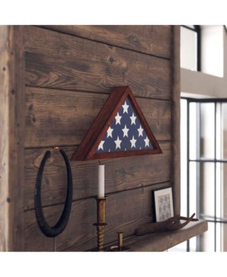 Rustic Flag Case - Solid Wood Military Flag Display Case For 9.5 X 5 American Veteran Burial Flag, Wall Mounted Burial Flag Frame