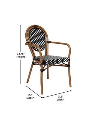 Celia Bistro Style Table With Glass Top, Pe Rattan, 4 Stack Chairs, And Bamboo Finished Metal Frame For Indoor/Outdoor Use