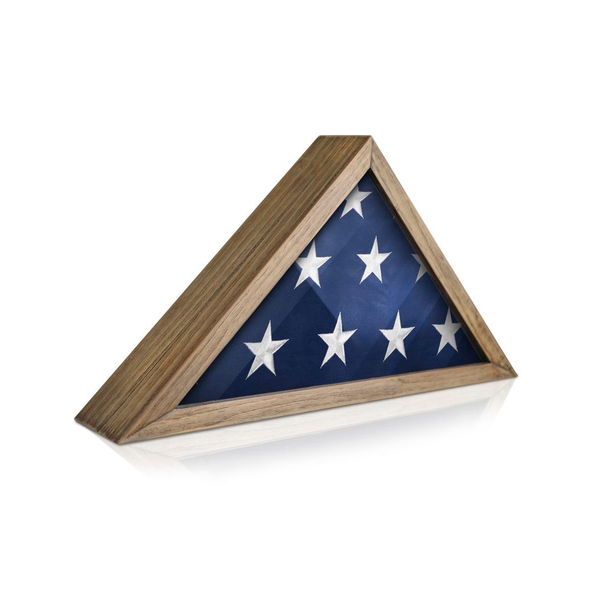 Hbcy Creations Rustic Flag Case - Solid Wood Military Flag Display Case For 9.5 X 5 American Veteran Burial Flag, Wall Mounted Burial Flag Frame - Wea