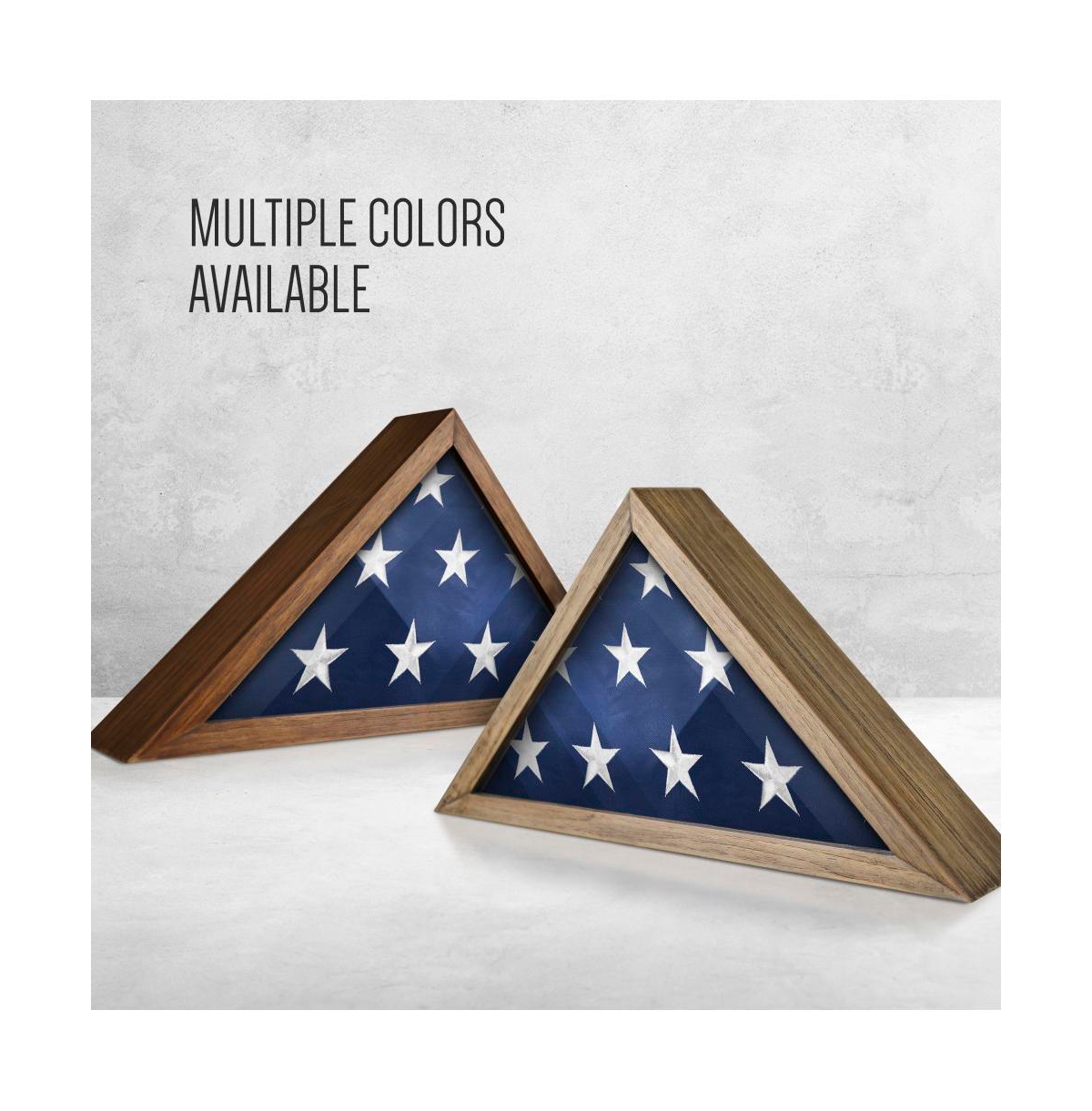 Hbcy Creations Rustic Flag Case - Solid Wood Military Flag Display Case For 9.5 X 5 American Veteran Burial Flag, Wall Mounted Burial Flag Frame - Wea
