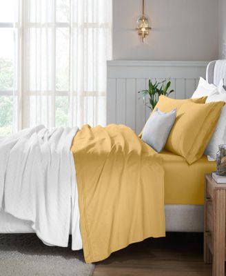 650-TC Egyptian Cotton Solid Deep Pocket Sheet Set, Split King