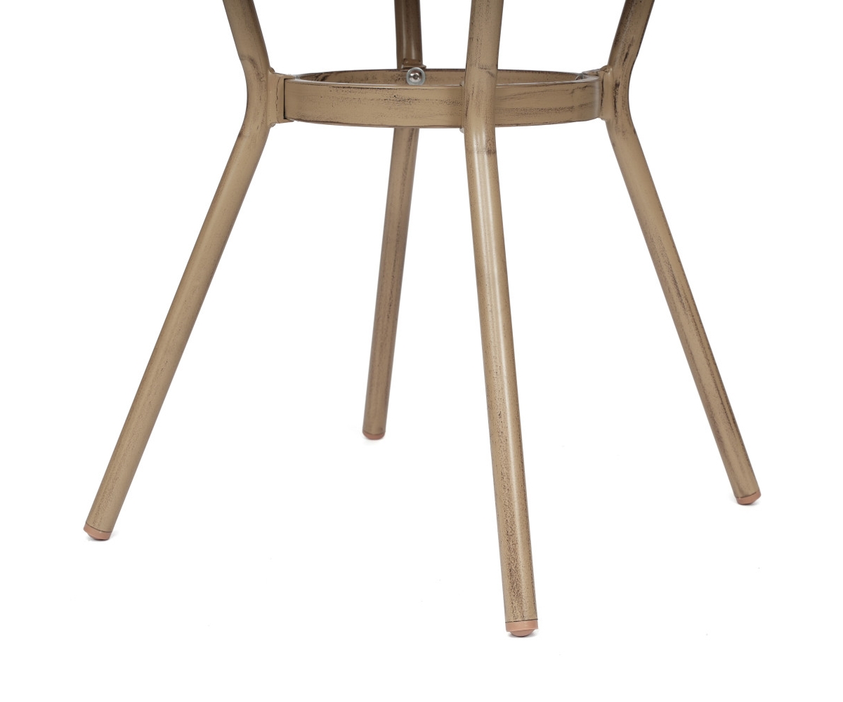 Emma+Oliver Colmar Indoor/Outdoor Bistro Style 31.5 In. Table With Pe Rattan, Glass Top, And Bamboo Finished Metal Frame - Natural  white rattan