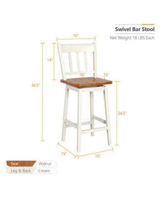 24.5 Inches Set of 2 Swivel Bar Stools with 360° Swiveling