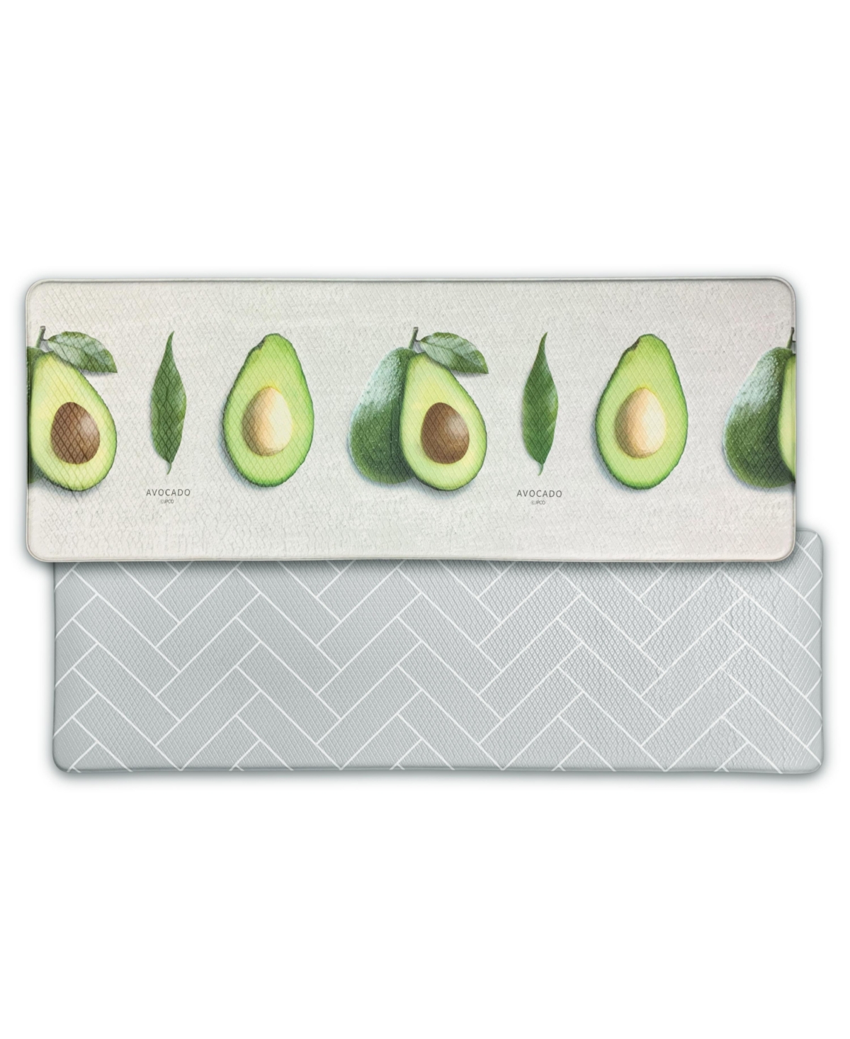Double-Sided Two Design (Gray Herringbone, Avocado) Anti-Fatigue Padded Mat, Xl - White/Grey (XS)
