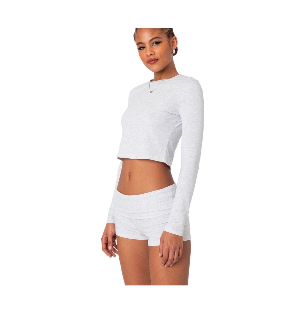 Edikted Women's Meg Long Sleeve Top - Gray-melange