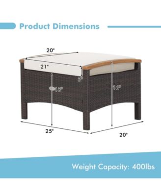 Set of 2 Fade-Resistant Wicker Patio Ottoman