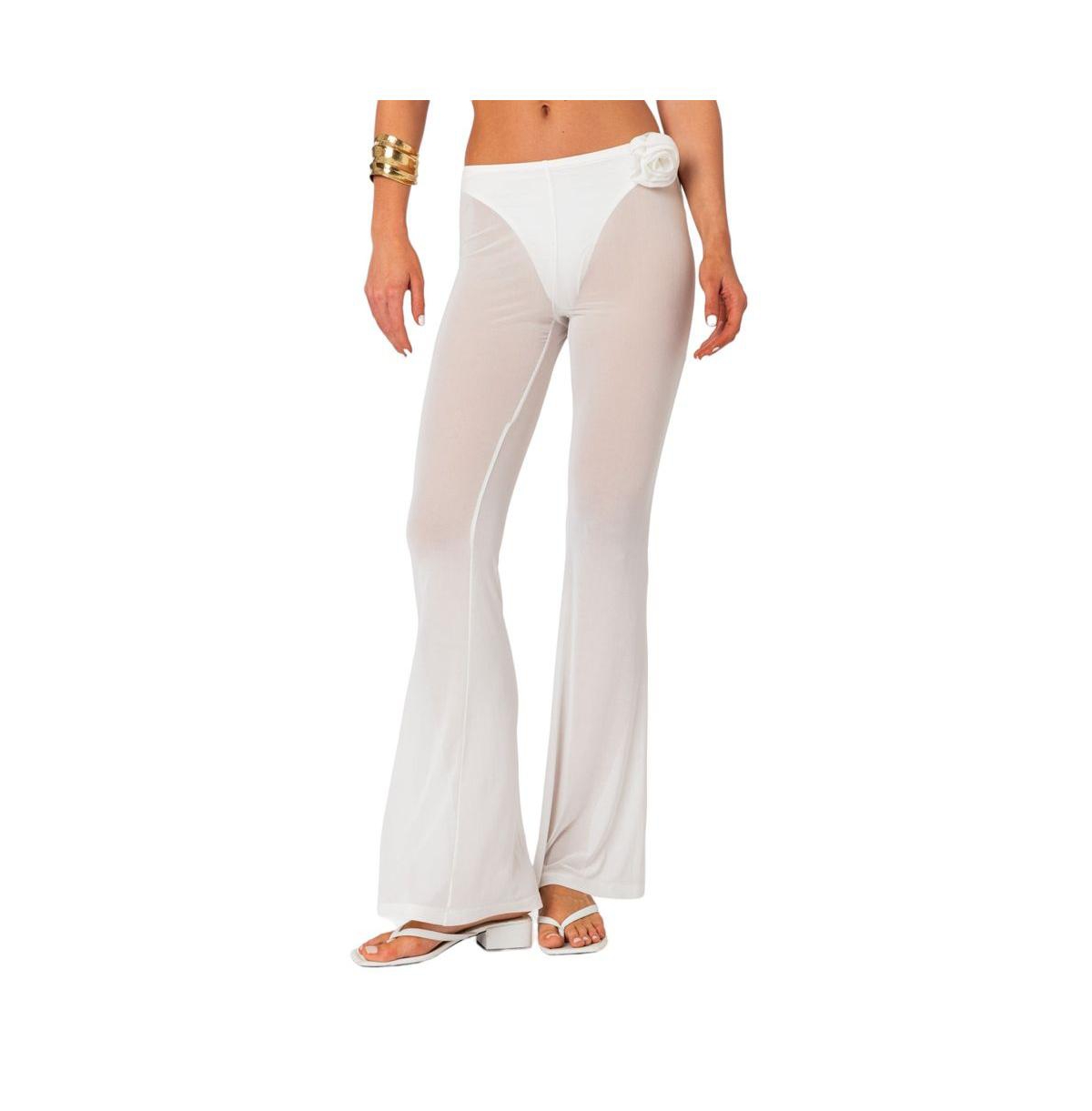 Women's Flo Sheer Mesh Flared Pants - White