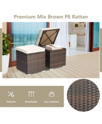 2 Pieces Patio Ottoman with Hidden Storage Space
