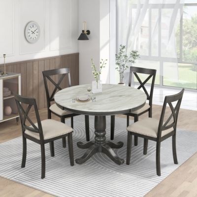 Solid Wood Dining Set for 4