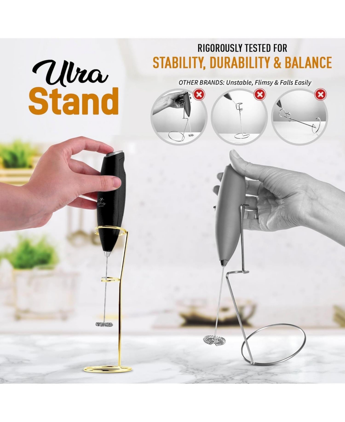 Stainless Steel Original Frother Stand Holds Multiple Types of Coffee Frothers