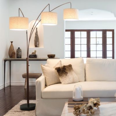 Trilage 84" LED Contemporary Arc Floor Lamp with Marble Base, Bulbs Included