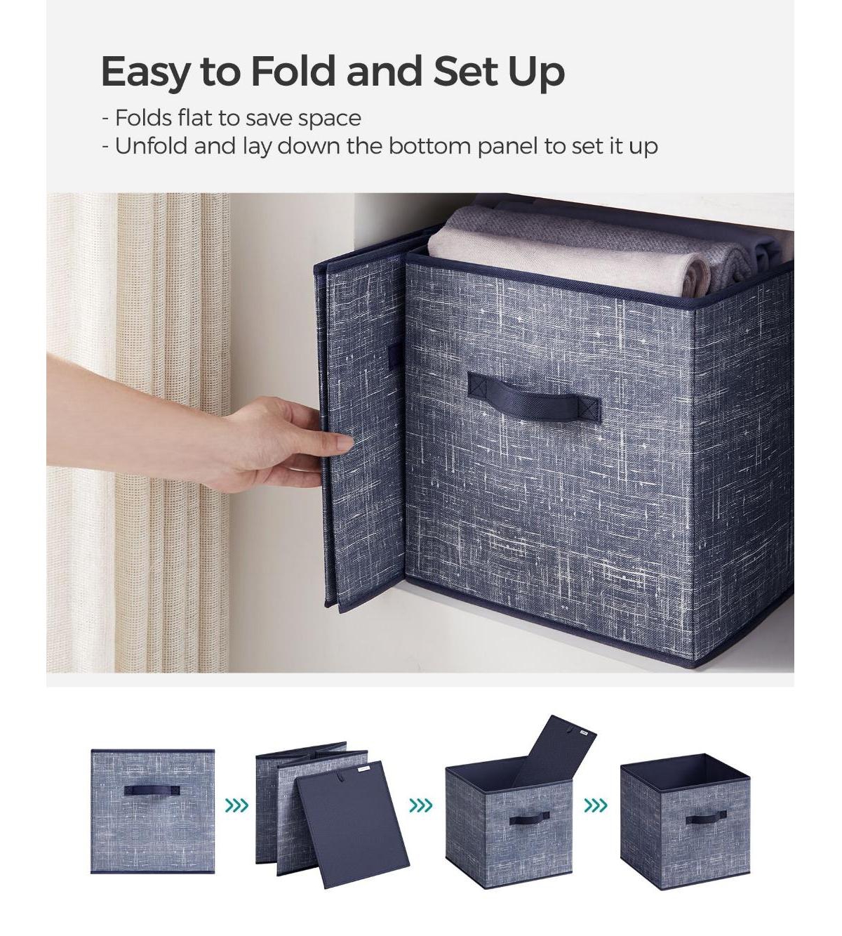 Slickblue Set Of 6 Fabric Storage Bins, Cube Storage Bins, Fabric Storage Bins With Dual Handles