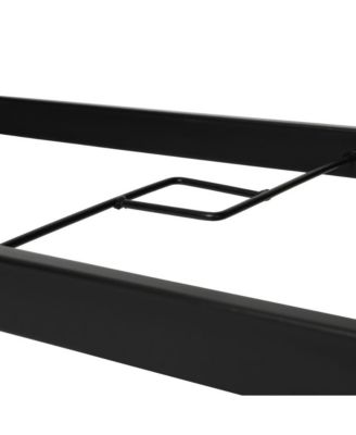 Tala Rectangular Tempered Glass Top Patio Table With Umbrella Hole And Black Steel Tube Frame