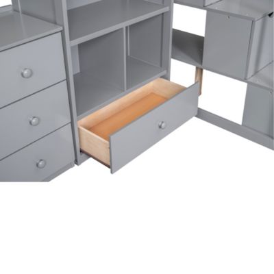 Streamdale Twin Loft Bed with Desk, Storage, and Staircase in White