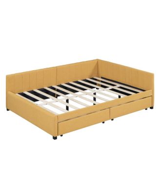 Simplie Fun Yellow Upholstered Daybed with Storage Drawers & No Box Spring Needed