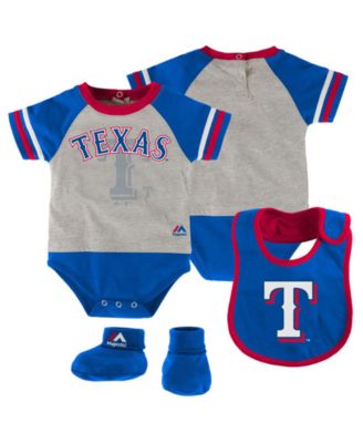 Majestic Babies' Texas Rangers 3-Piece Bodysuit, Bib and Booties Set ...