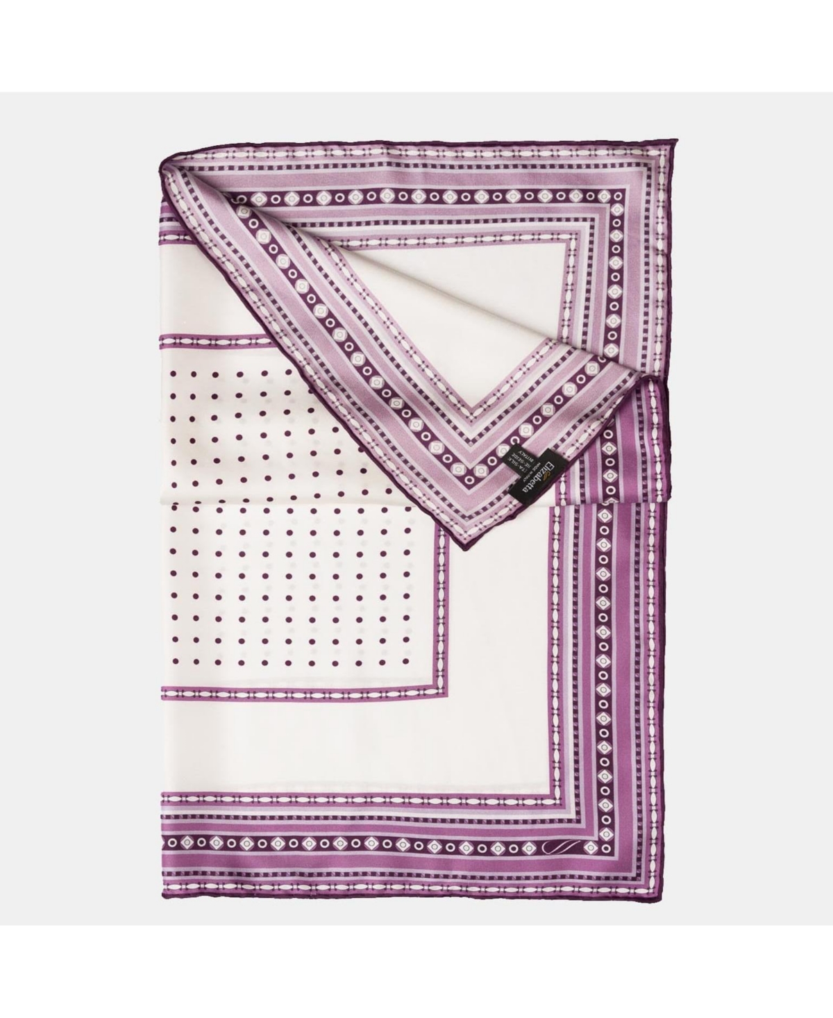 Elizabetta Men's Verona - Hand Rolled Silk Neckerchief for Men - White and Lilac