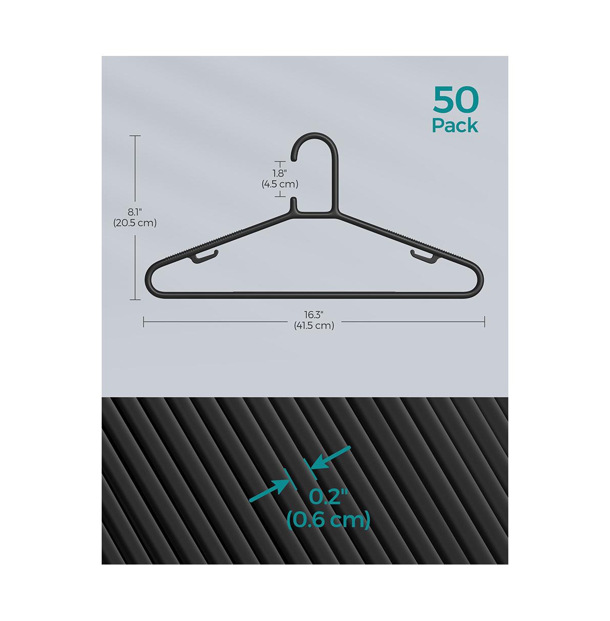 Slickblue 50-pack Plastic Clothes Hangers with G Shape Opening