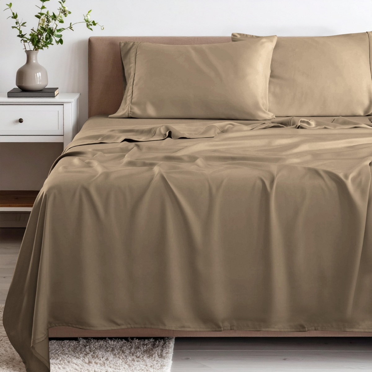 Superior Rayon From Bamboo 300 Thread Count Solid Deep Pocket Bed Sheet Set,