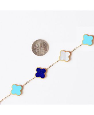 Large Blue Mixed Clover Bracelet 14K Gold