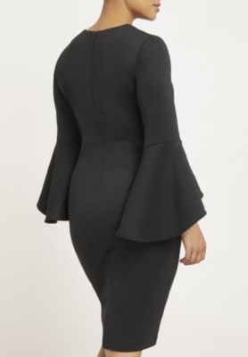 Women's Flare Sleeve Scuba Dress