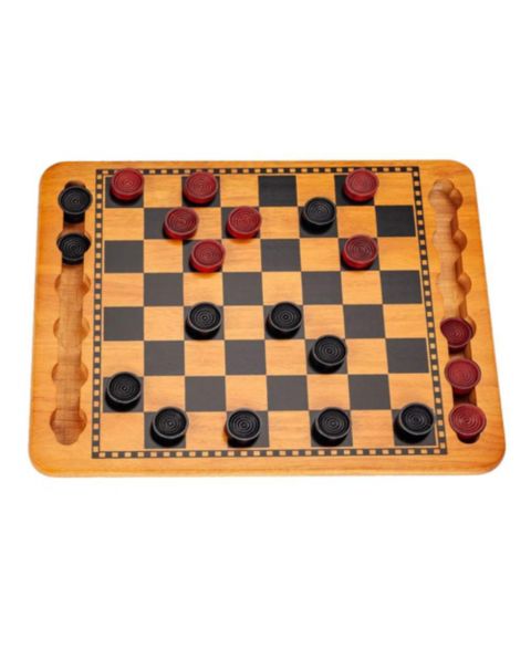 Детские настольные игры WE Games 14.5" Solid Wood Strategy Family Checkers 24-Piece Board Game, Ages 12+, цвет: Коричневый