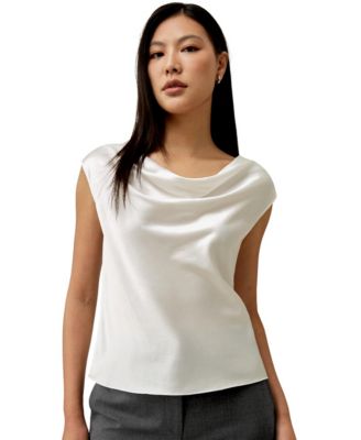 Women's Silk Charmeuse Cowl Neck Top