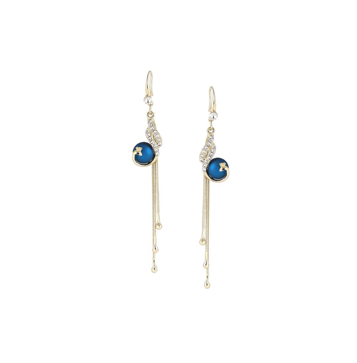 Women's Gold Sleek Drop Earrings - Blue