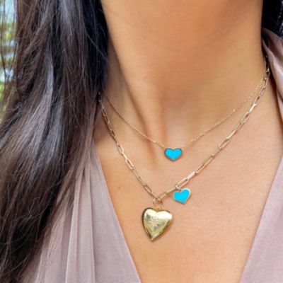 Turquoise Heart Charm 14K Gold 10 millimeters