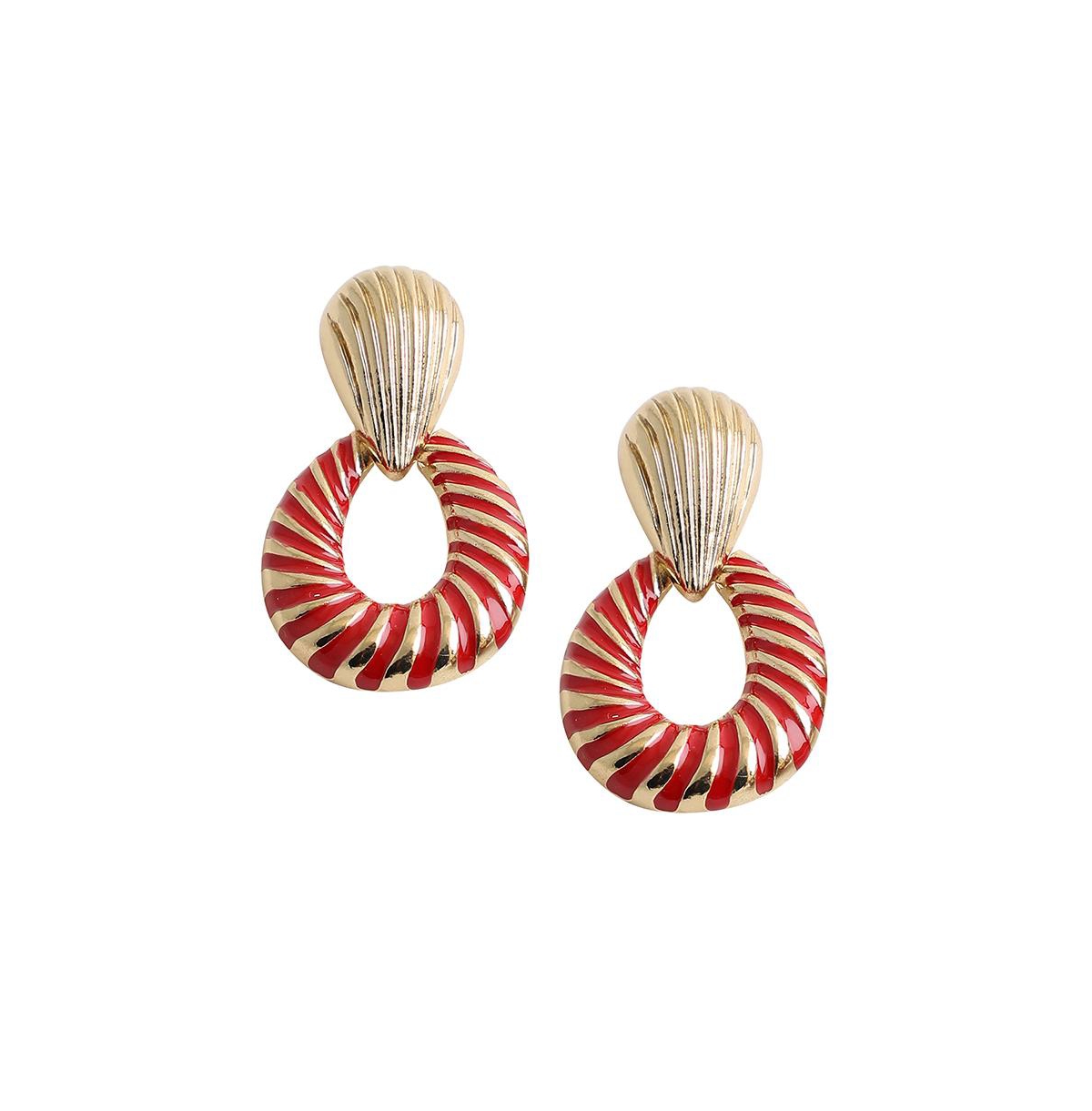 Women's Silver Swirl Drop Earrings - Red