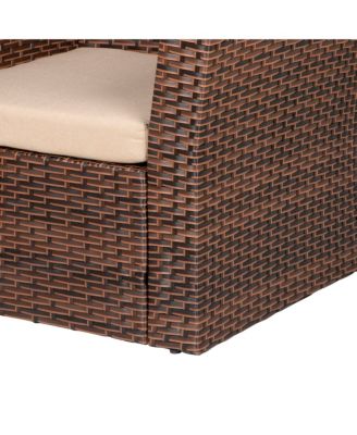 4 Piece Outdoor Wicker Rattan Conversation Sofa set with Coffee table