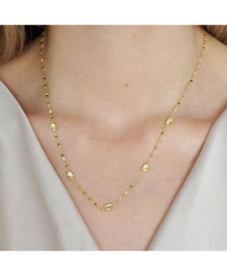 Shimmer Heart Station Necklace 14K Gold