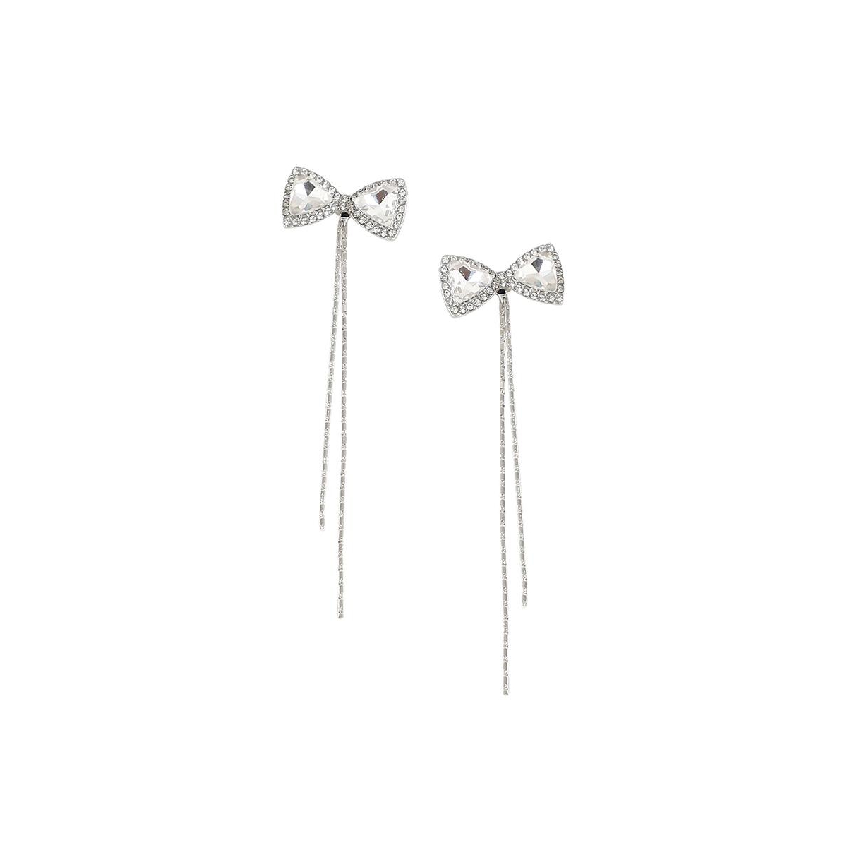 Sohi Women's Bow Chain Drop Earrings In White